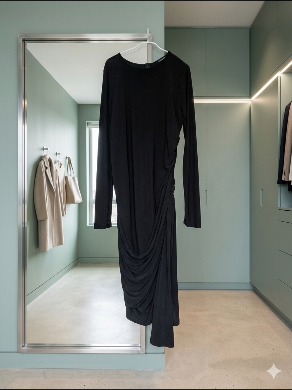 Fashion Nova Stella Ruched Long Sleeve Mini Dress - Black (1X) (EUC) - Picture 8 of 11